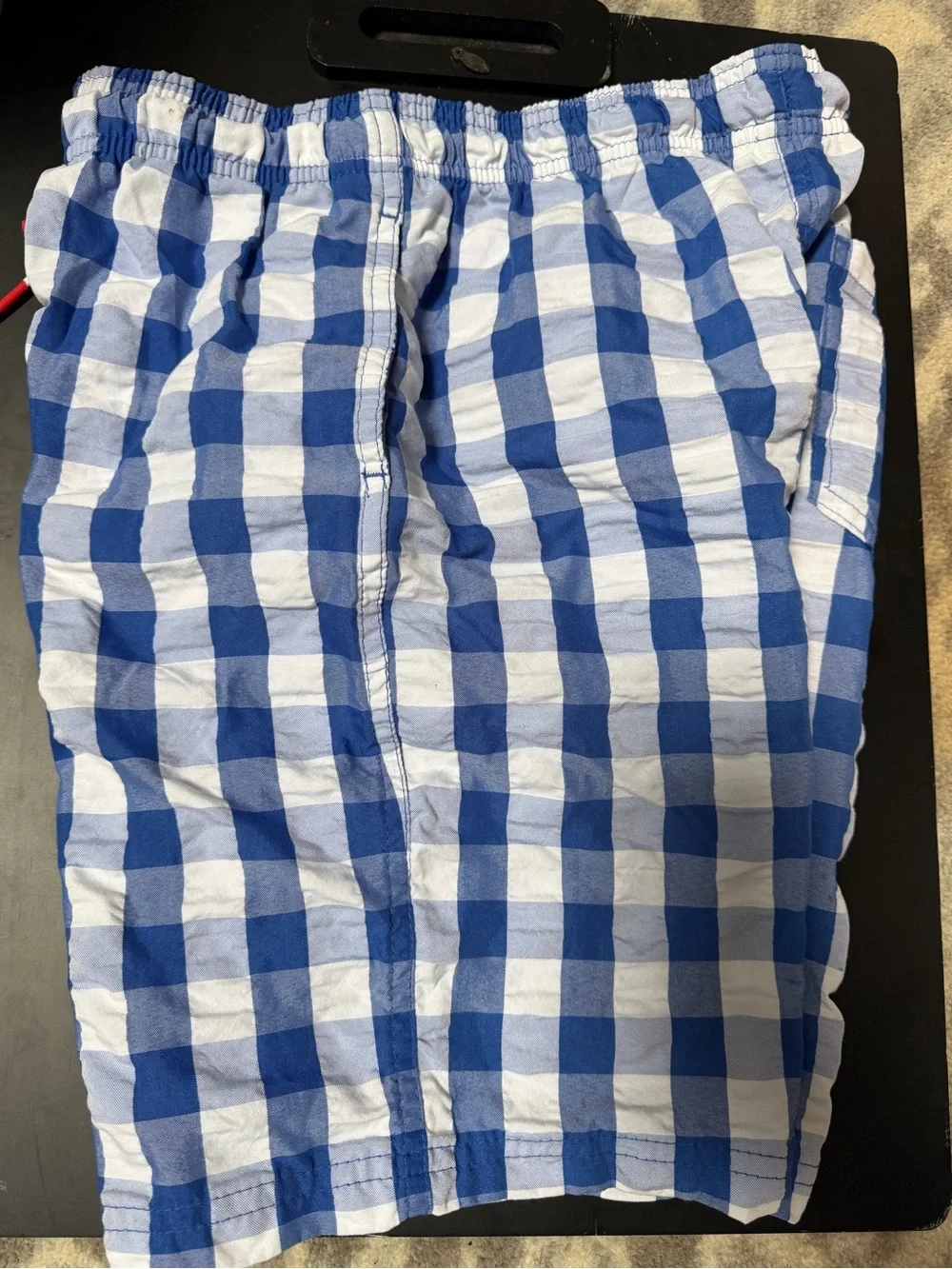 Cat & Jack Blue and White Gingham Swim Trunks